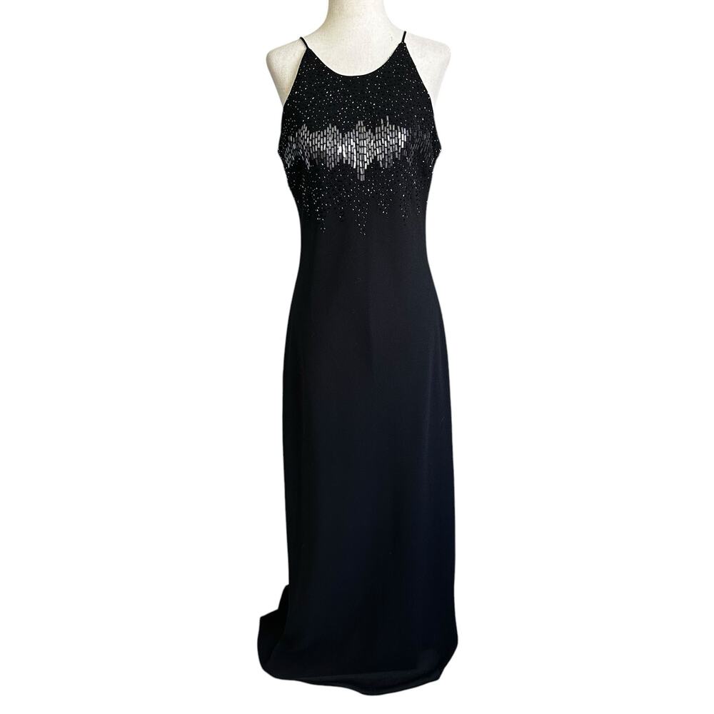 Cachet Black Lined Sequins Formal Dress Women Size 8 | 21-16